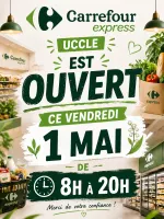 ouvert ce vendredi 1 mai de 8h à 20h 